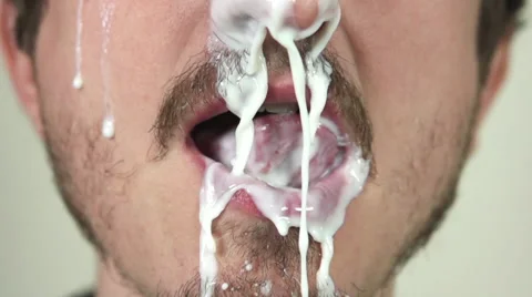 Milk pouring on face part 3 Stock Footage 48201119