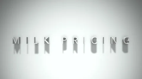 Milk pricing 3D title animation white text on a white background Stock Footage 299380163