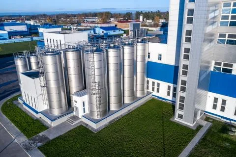 The milk processing plant the facade of the building top view Stock Photos