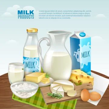 Milk Products Background Stock Illustration