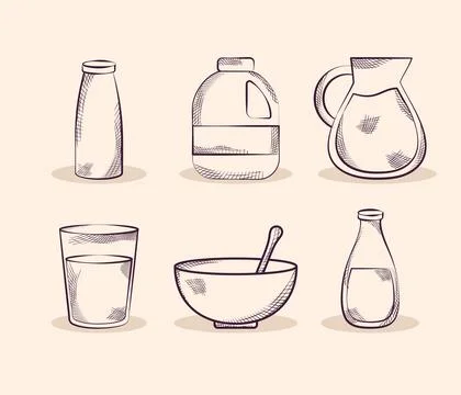 Milk products bundle Stock Illustration