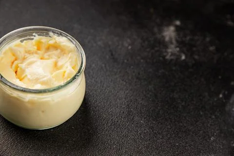 Milk pudding or milk mousse crme bouillie sweet natural dessert tasty snack.. Stock Photos