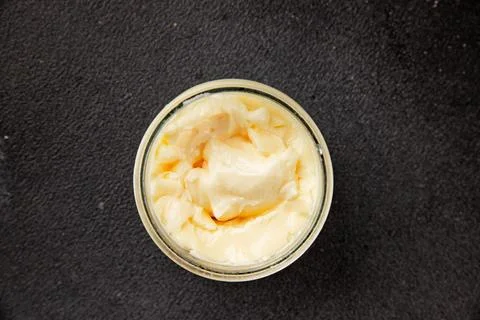 Milk pudding or milk mousse crme bouillie sweet natural dessert tasty snack.. Stock Photos