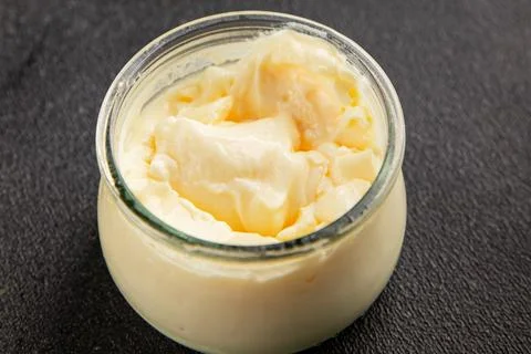 Milk pudding or milk mousse crme bouillie sweet natural dessert tasty snack.. Stock Photos