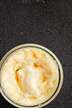 Milk pudding or milk mousse crme bouillie sweet natural dessert tasty snack.. Stock Photos