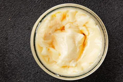 Milk pudding or milk mousse crme bouillie sweet natural dessert tasty snack.. Stock Photos