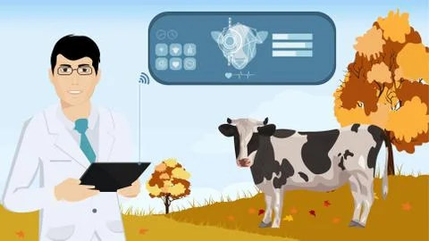 Milk quality control. Internet of things technology in agriculture Stock Illustration