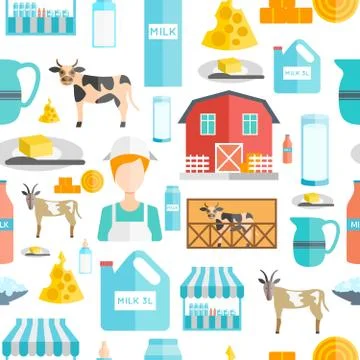 Milk seamless pattern Stock Illustration