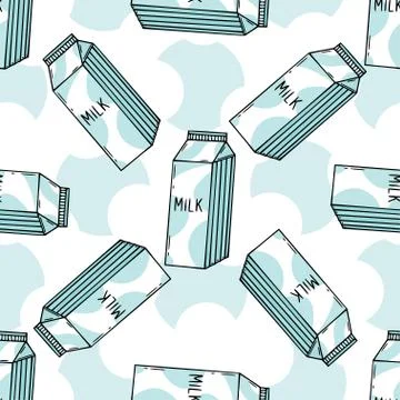 Milk seamless pattern. Milk box vector background. Stock Illustration