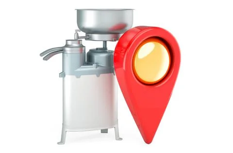 Milk separator with map pointer. 3D rendering Stock Illustration
