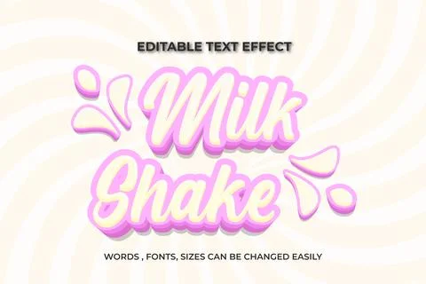 Milk Shake 3d editable text effect Stock Illustration