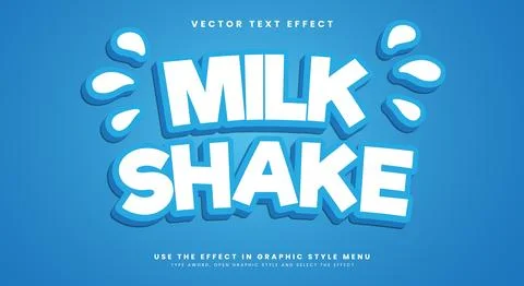 Milk Shake 3d editable text effect Template Stock Illustration