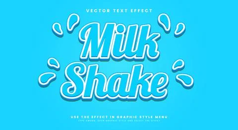 Milk Shake 3d editable text effect Template Stock Illustration