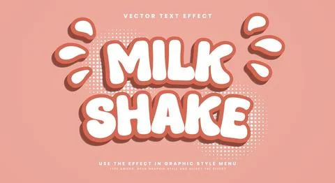 Milk Shake 3d editable text effect Template Stock Illustration