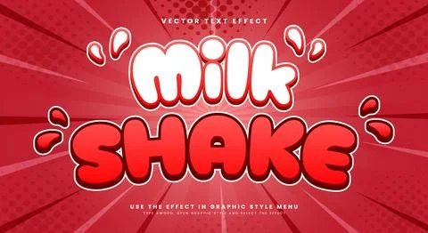 Milk Shake 3d editable text effect Template Illustrazione stock