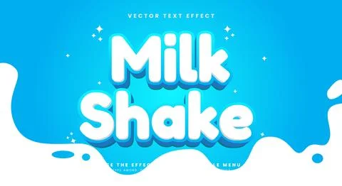 Milk Shake 3d editable text effect Stock Illustration