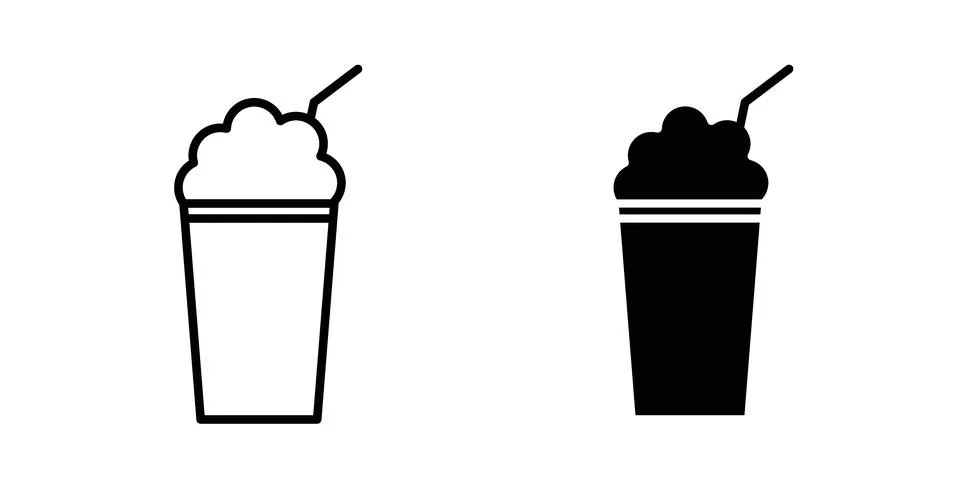 Milk shake icon black vector isolated on white Stock Illustration
