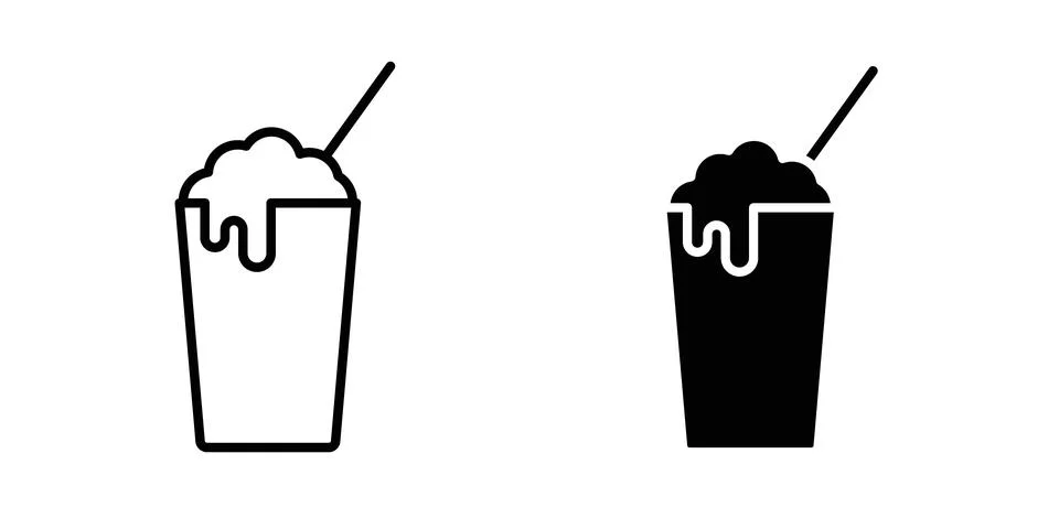 Milk shake icon solid, line, and editable vector set. Stock Illustration