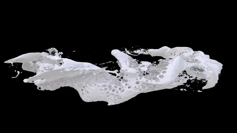 Milk shape flow in the air. Liquid white surface cd animation Stock Footage 102821248