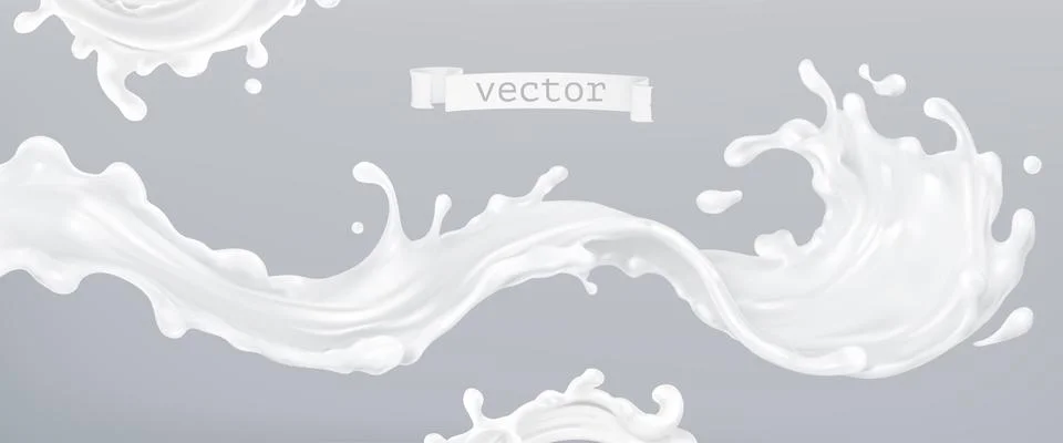 Milk splash 3d realistic vector. Package design Stock Illustration