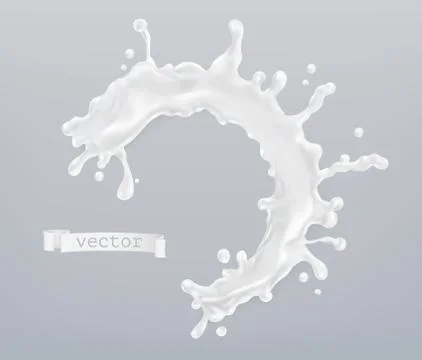 Milk splash. 3d vector element Illustrazione stock