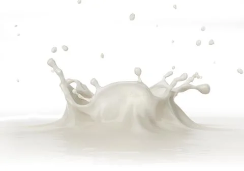 Milk splash close up, viewed from a side. Stock Illustration