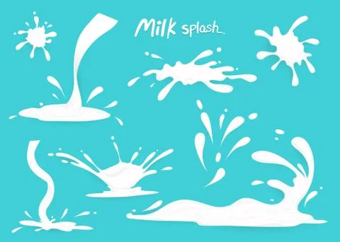 Milk splash collection , set ,vector, clear background Stock Illustration