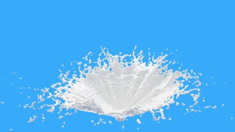 Milk splash with droplets 3d rendering includes alpha matte. 3d illustration Video stock 148337394