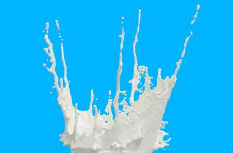 Milk splash with droplets isolated on background. 3d illustration Illustrazione stock