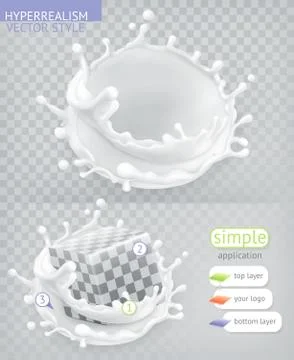 Milk splash. Hyperrealism vector style simple application Stock Illustration