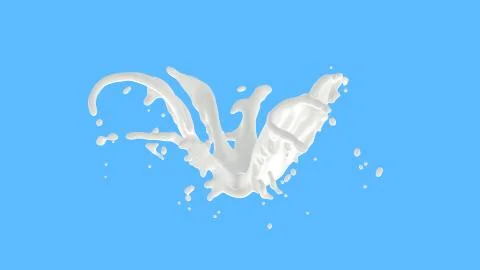 Milk splash isolated on background, splash include clipping path. 3d illustra Illustrazione stock