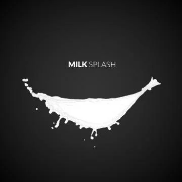Milk splash, isolated on black background Stock Illustration