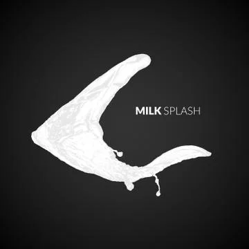 Milk splash, isolated on black background Stock Illustration