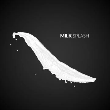 Milk splash, isolated on black background Stock Illustration