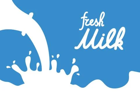Milk splash label.Shape hand drawn lettering bottles.Brush calligraphy. Stock Illustration