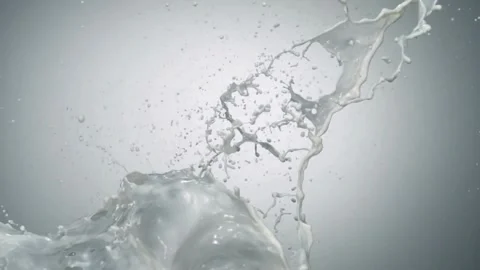 Milk splash, Pouring, splashing, slow motion, purity Stock Footage 314983844