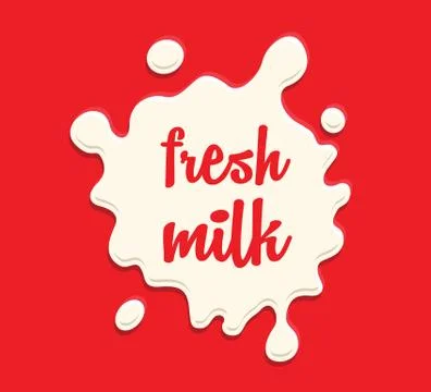 Milk splash on a red background Stock Illustration