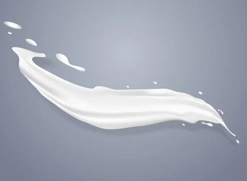 Milk splash seamless pattern. 3d realistic yogurt wave border on blue background Stock Illustration