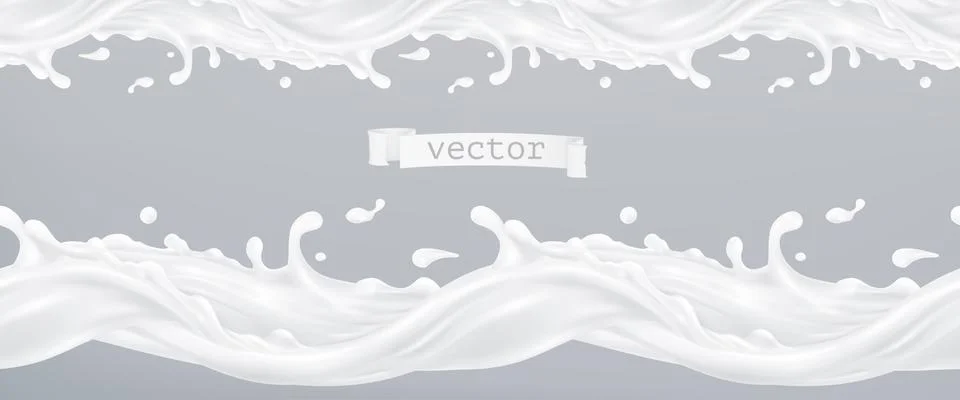 Milk splash seamless vector pattern. 3d realistic vector. Package design Stock Illustration