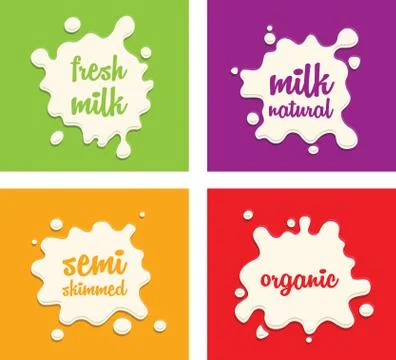 Milk splash set Stock Illustration