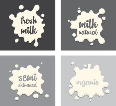 Milk splash set Stock Illustration