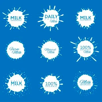 Milk splash set Stock Illustration