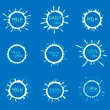 Milk splash set Stock Illustration