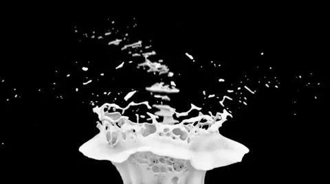 Milk splash in slow motion, isolated on black (FULL HD) Stock Footage 36839512