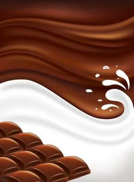 Milk splash with table of chocolate Stock Illustration