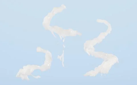 Milk splash, wave and spiral white liquid isolated on blue background. Stream Stock Illustration