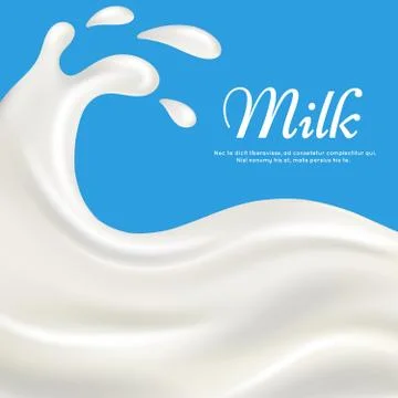 Milk with splashes realistic vector illustration Ilustração Stock