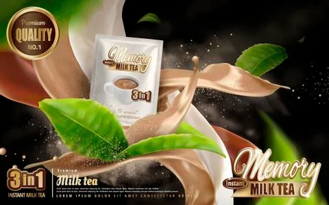 Milk tea ad Stock Illustration
