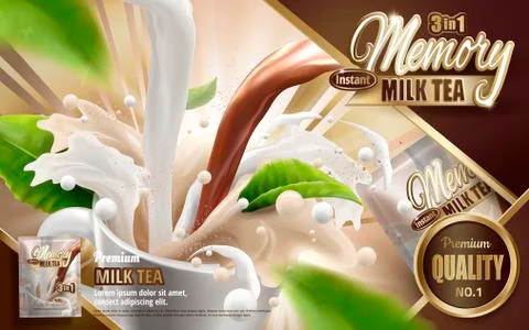Milk tea ad 스톡 일러스트