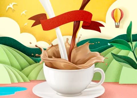 Milk tea ads Stock Illustration